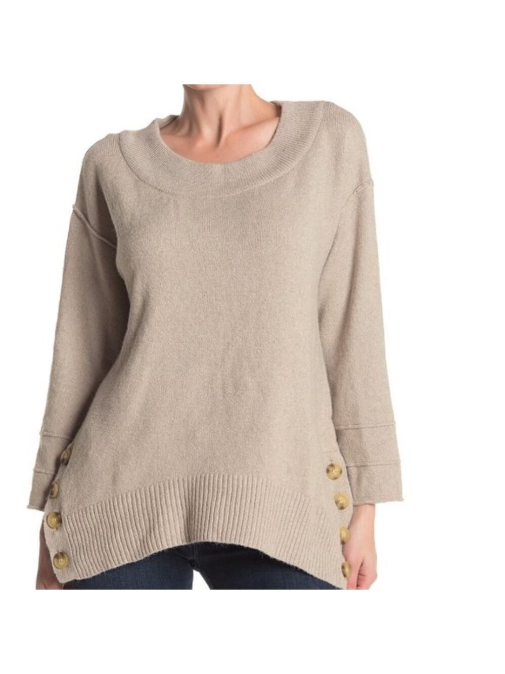 Democracy Side Button Boatneck Sweater